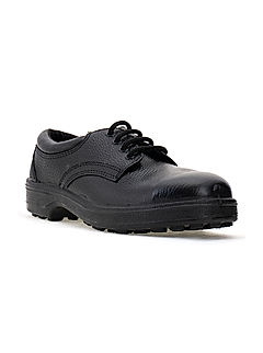 KHADIM Black Leather Industrial Labour Safety Shoe for Men (2892566)