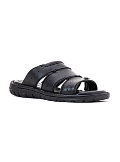 KHADIM British Walkers Black Leather Slip On Sandal for Men (5050096)