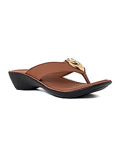 KHADIM Brown Wedge Heel Slip On Sandal for Women (3511794)