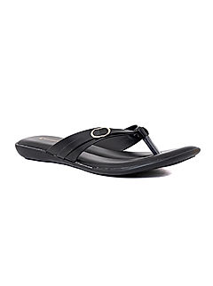 KHADIM Black Flat Thong Slipper Sandal for Women (5300086)