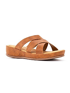 KHADIM Softouch Brown Platform Heel Mule Slip On Sandal for Women (4991083)
