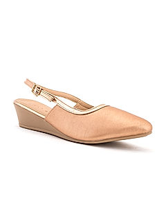 KHADIM Cleo Rose Gold Wedge Heel Pump Sandal for Women (5161015)