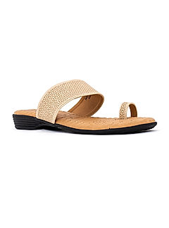 KHADIM Softouch Beige Flat Slip On Sandal for Women (3453128)