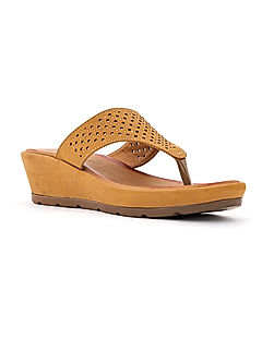 KHADIM Sharon Beige Wedge Heel Slip On Sandal for Women (1628513)