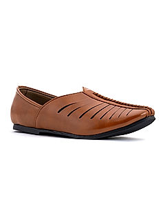 KHADIM Lazard Brown Nagra Jutti Ethnic Shoe for Men (5240133)