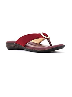 KHADIM Maroon Red Flat Slip On Sandal for Women (5300095)