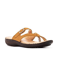 KHADIM Brown Heel Slip On Sandal for Women (5940764)