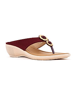 KHADIM Maroon Red Wedge Heel Slip On Sandal for Women (6510325)