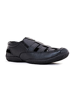 KHADIM Lazard Black Leather Roman Sandal Shoe for Men (8851076)