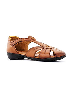 KHADIM Sharon Brown Leather Flat Sandal for Women (2661223)