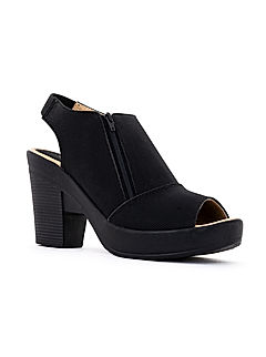 KHADIM Black High Heel Block Peep-toe Sandal for Women (2746236)