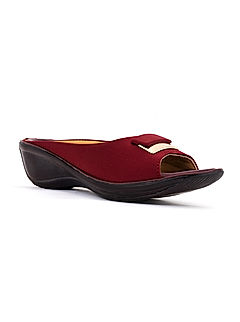 KHADIM Maroon Red Wedge Heel Mule Slip On Sandal for Women (5300275)