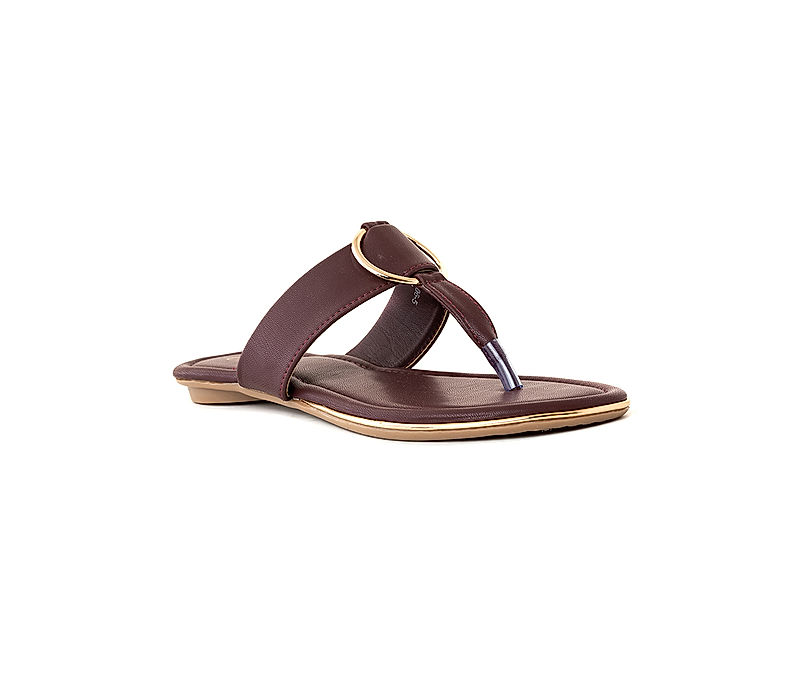 KHADIM Cleo Burgundy Flat Slip On Sandal for Women (1061475)