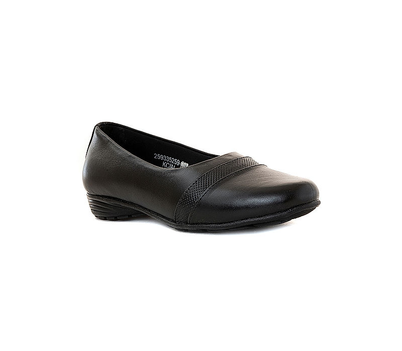 KHADIM Black Leather Ballerina Shoe for Women (2593356)