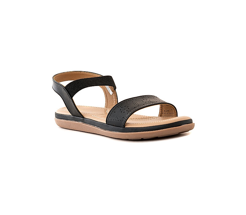 KHADIM Softouch Black Flat Slingback Sandal for Women (2661526)