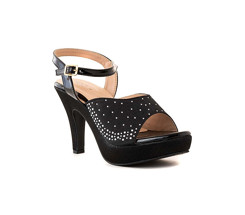 KHADIM Cleo Black High Heel Cone Sandal for Women (2783786)