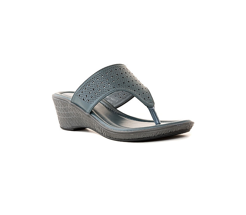 KHADIM Sharon Teal Wedge Heel Slip On Sandal for Women (6511349)