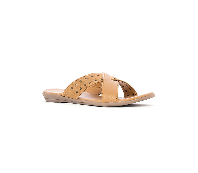 KHADIM Cleo Beige Flat Mule Slide Sandal for Women (6537428)