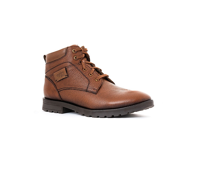 KHADIM Turk Brown Leather Derby Dress Boots for Men (7110033)