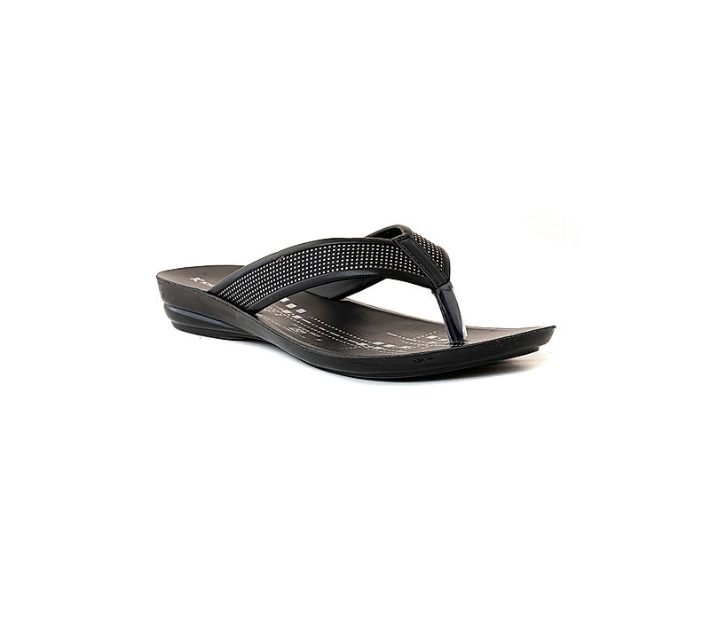 KHADIM Black Flat Slip On Sandal for Women (7775596)