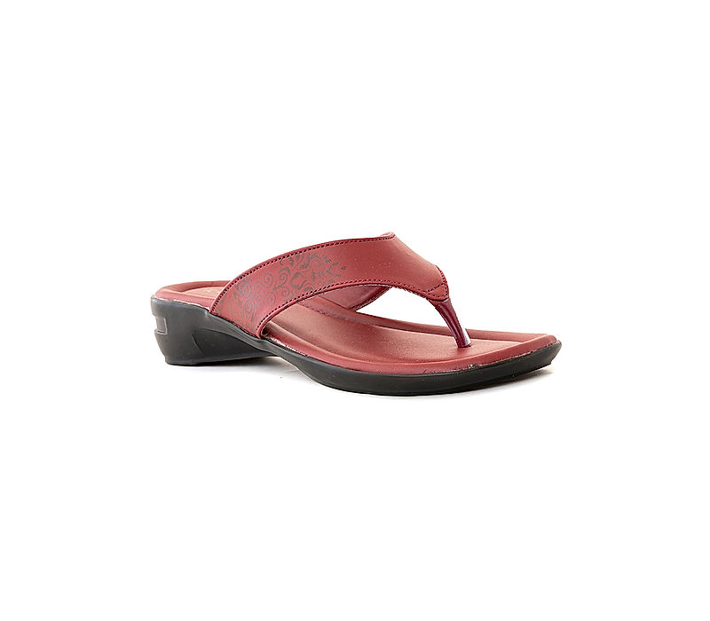 KHADIM Maroon Wedge Heel Slip On Sandal for Women (9466755)