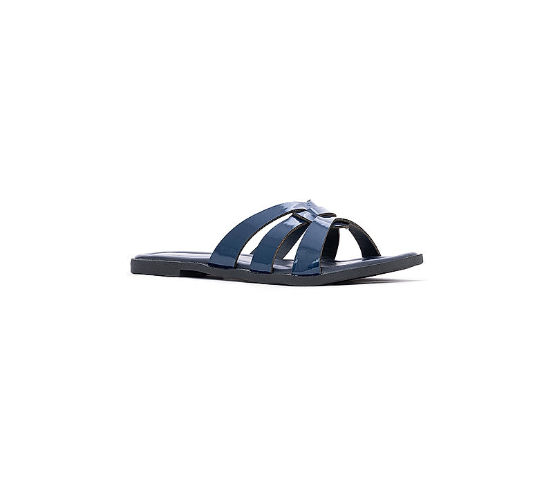 KHADIM Cleo Navy Blue Flat Mule Slide Sandal for Women (5300419)