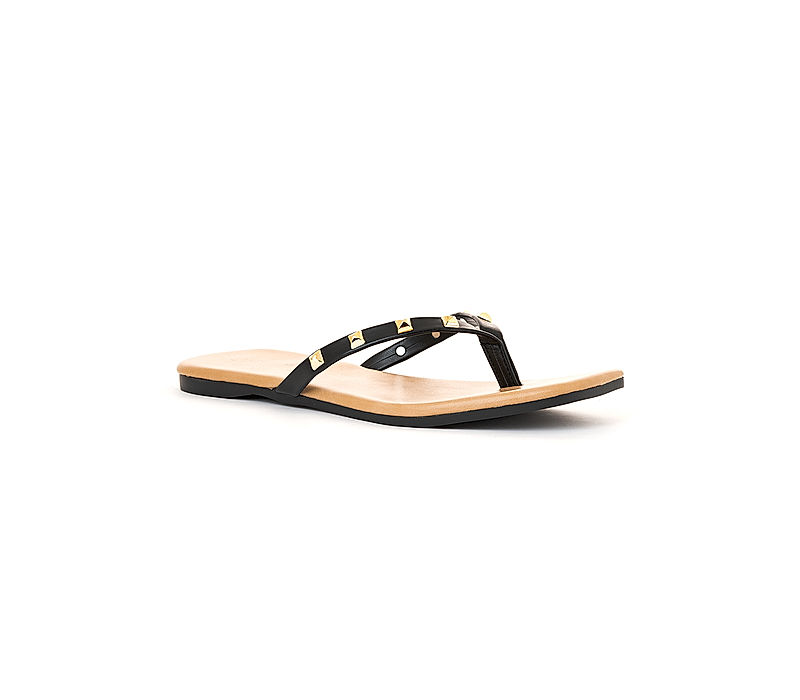 KHADIM Cleo Black Flat Thong Slipper Sandal for Women (5300516)