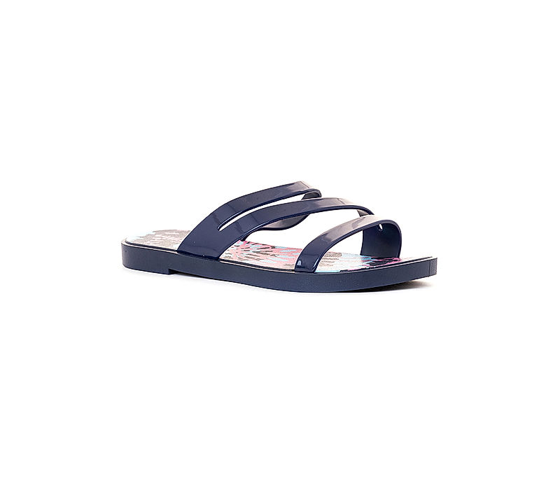 KHADIM Waves Navy Blue Washable Slide Slippers for Women (5330739)