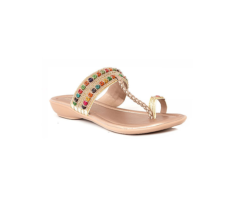KHADIM Rose Gold Flat Kolhapuri Slip On Sandal for Women (6511245)