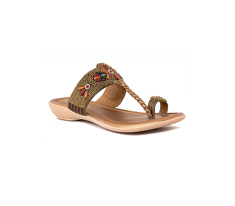 KHADIM Copper Brown Flat Kolhapuri Slip On Sandal for Women (6511254)