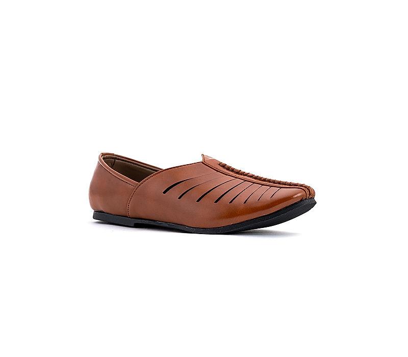 KHADIM Lazard Brown Nagra Jutti Ethnic Shoe for Men (5240133)