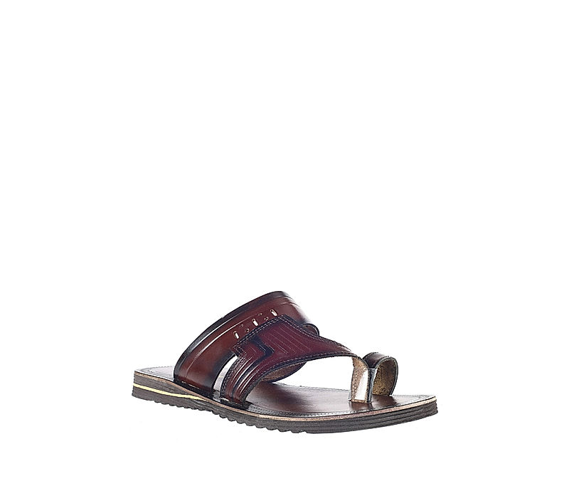KHADIM Burgundy Leather Slip On Sandal for Men (9465455)