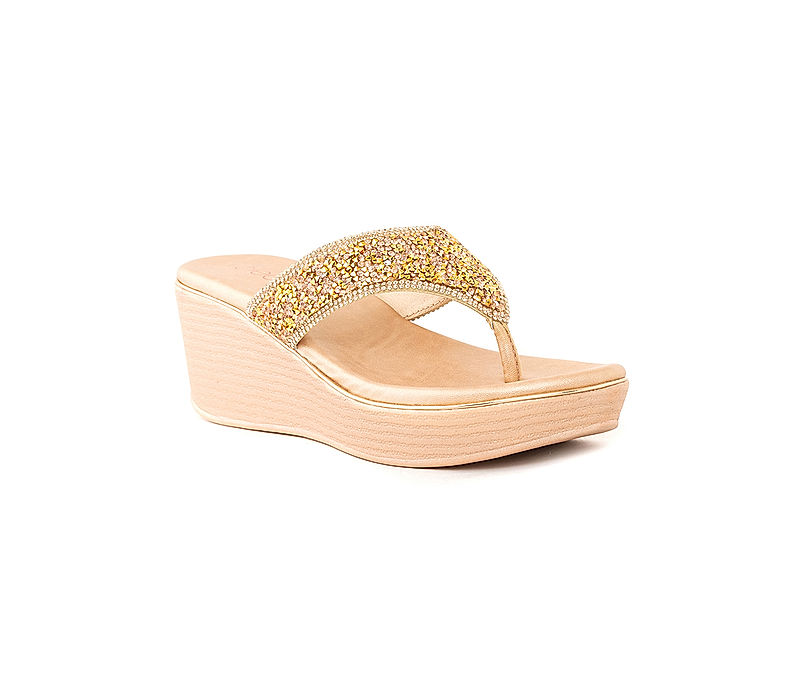 KHADIM Cleo Rose Gold Wedge Heel Slip On Sandal for Women (4311085)