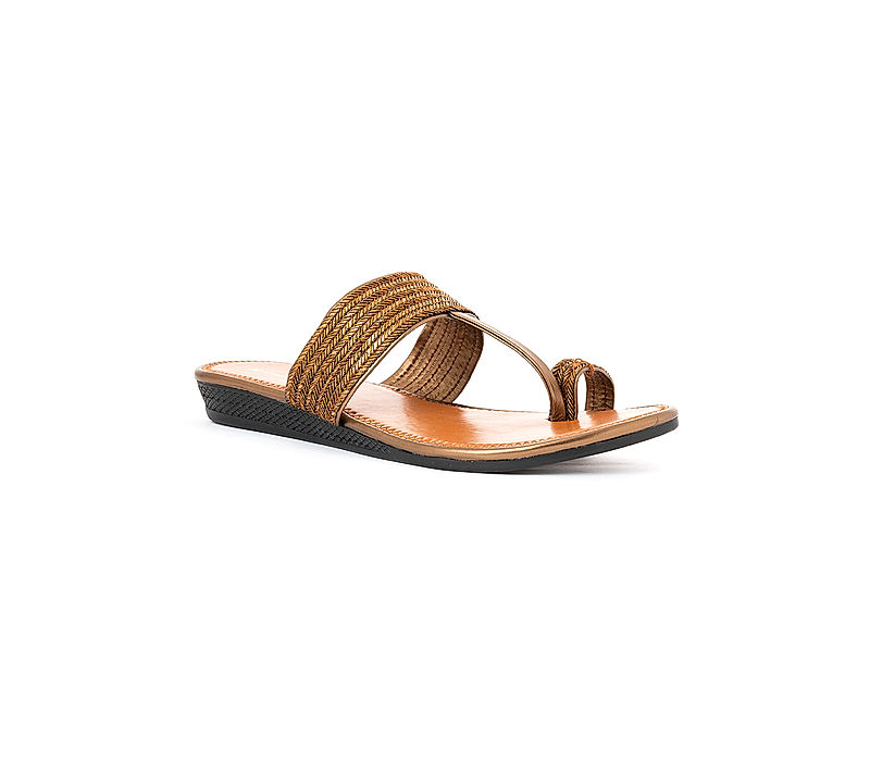 KHADIM Copper Brown Flat Kolhapuri Slip On Sandal for Women (1061414)