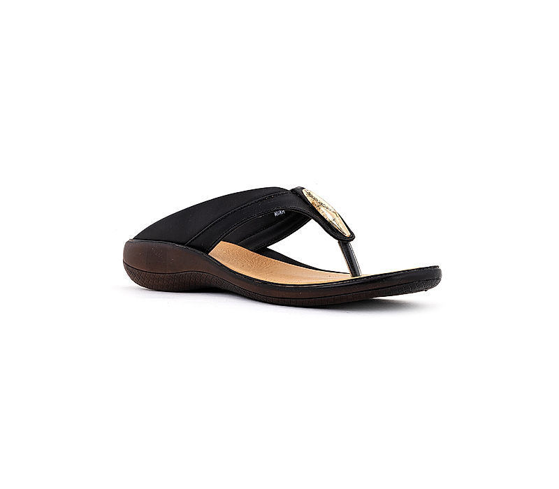 KHADIM Black Heel Slip On Sandal for Women (6510246)