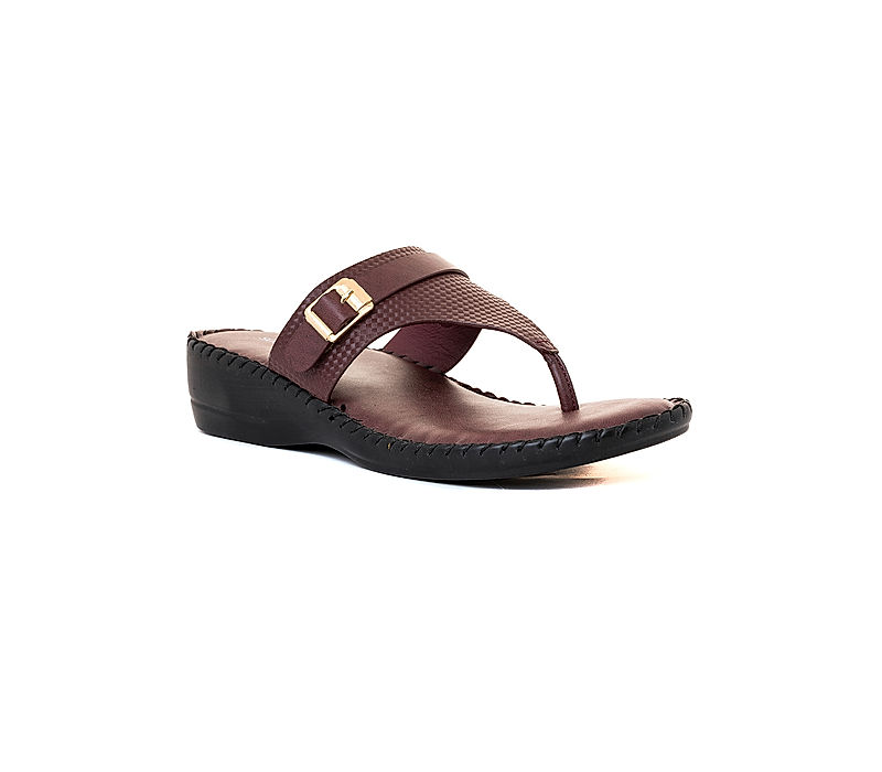 KHADIM Softouch Burgundy Wedge Heel Slip On Sandal for Women (2661395)