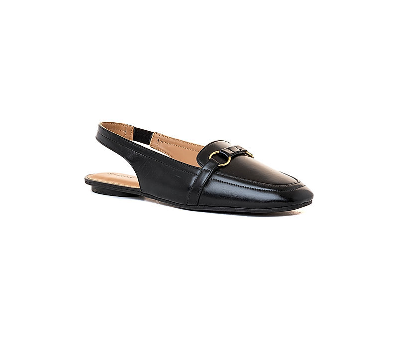 KHADIM Sharon Black Flat Slingback Loafer Sandal for Women (2753126)