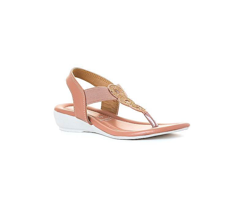 KHADIM Adrianna Rose Gold Wedge Heel Slingback Sandal for Girls - 4.5-12 yrs (2746305)