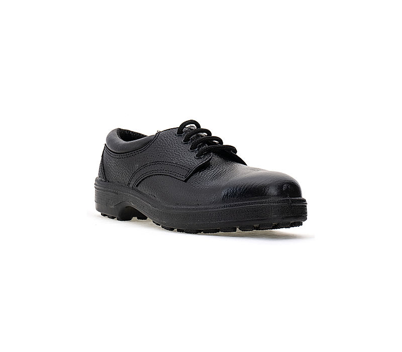 KHADIM Black Leather Industrial Labour Safety Shoe for Men (2892566)