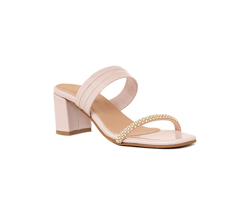 KHADIM Cleo Pink High Heel Block Slip On Sandal for Women (3441065)