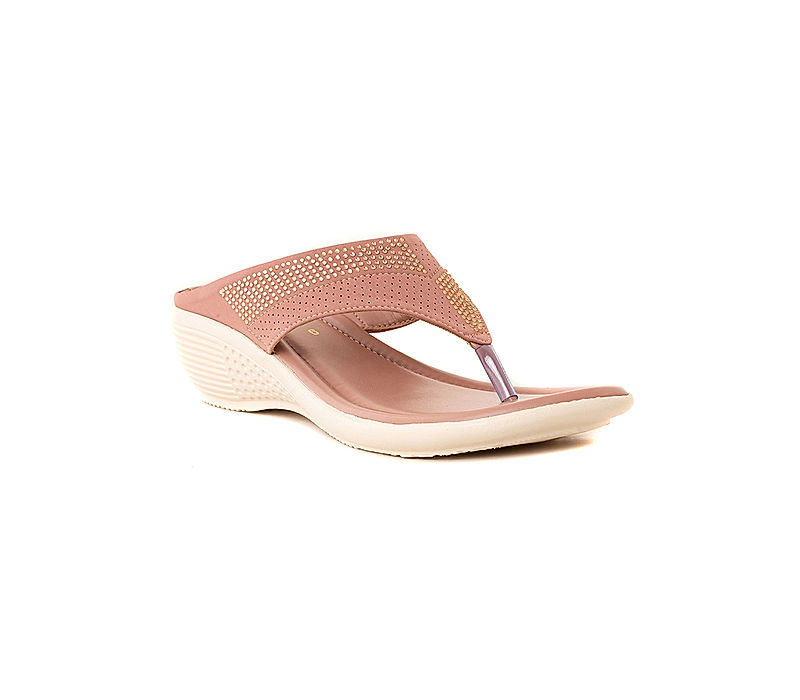 KHADIM Pink Wedge Heel Slip On Sandal for Women (6511285)