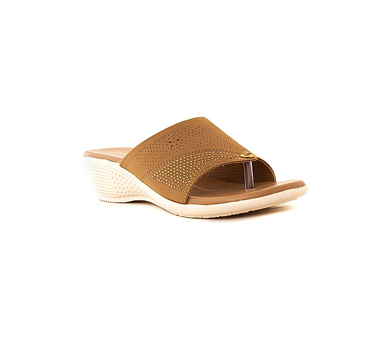 KHADIM Beige Wedge Heel Slip On Sandal for Women (6511368)