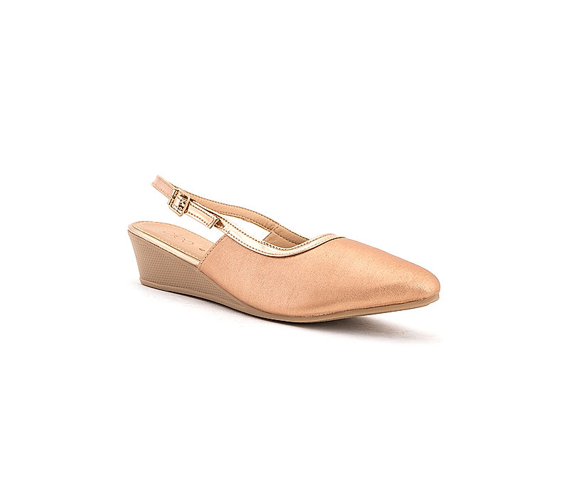KHADIM Cleo Rose Gold Wedge Heel Pump Sandal for Women (5161015)