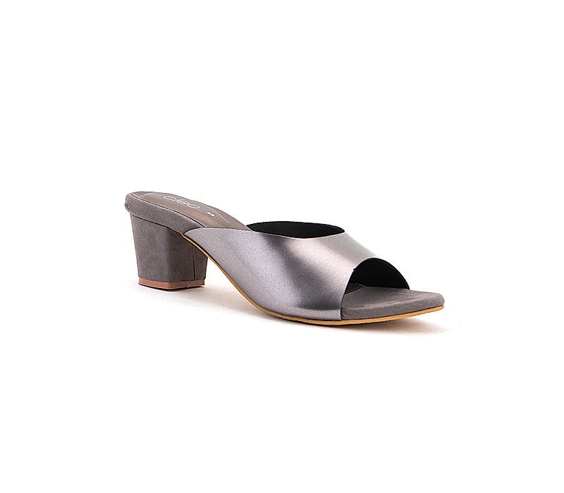 KHADIM Cleo Grey Block Heel Mule Slip On Sandal for Women (5720192)
