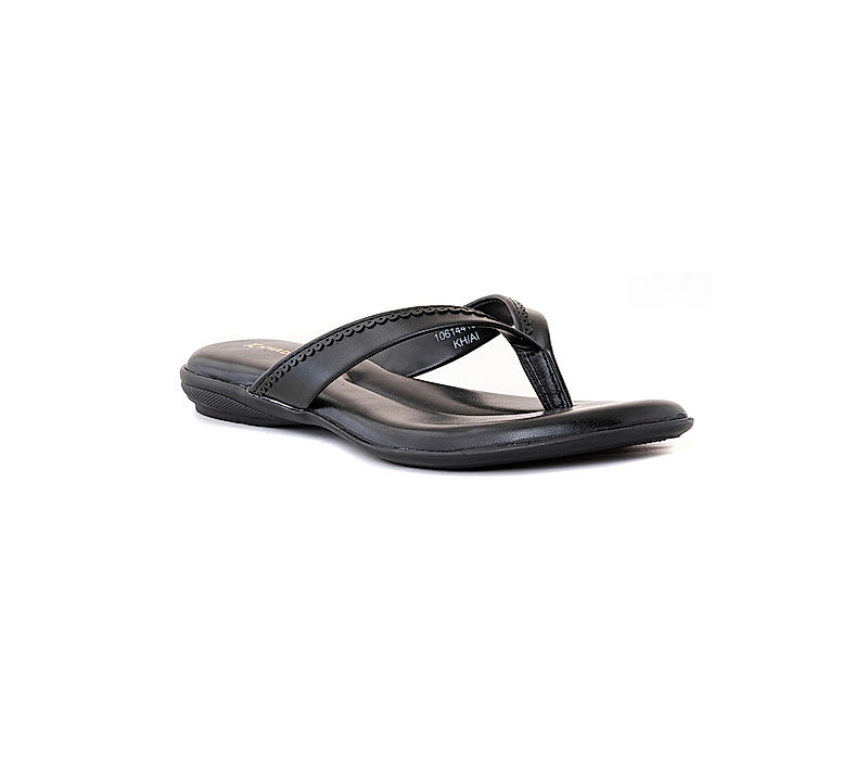 KHADIM Black Flat Slip On Sandal for Women (1061446)