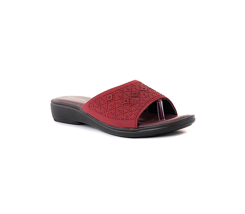 KHADIM Maroon Red Wedge Heel Slip On Sandal for Women (1659155)