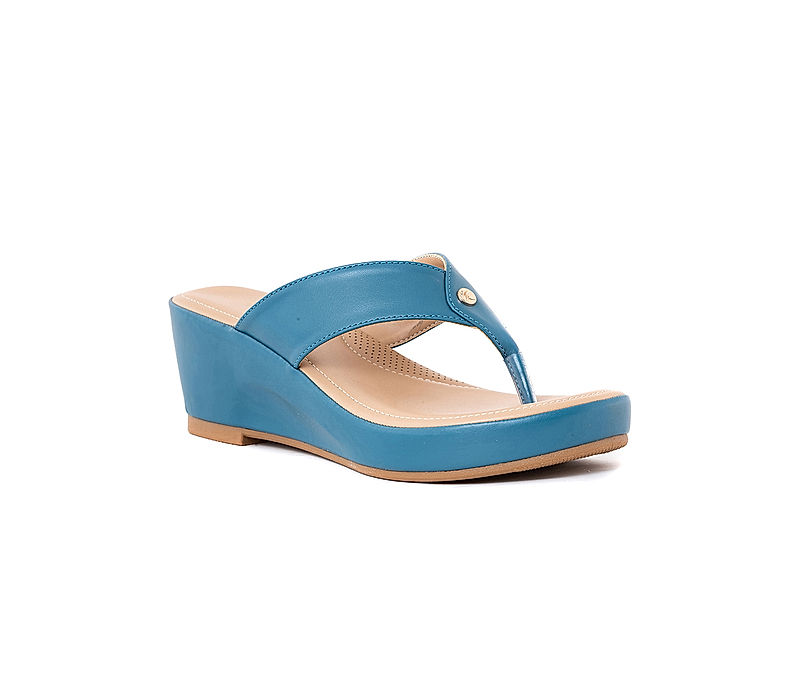 KHADIM Sharon Blue Wedge Heel Slip On Sandal for Women (2661449)
