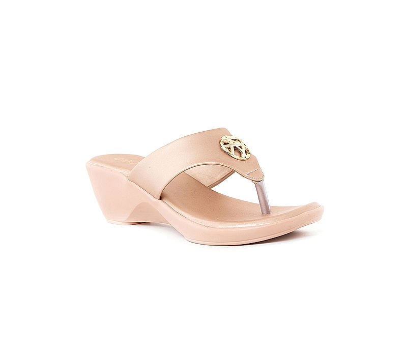 KHADIM Cleo Rose Gold Wedge Heel Slip On Sandal for Women (5092795)