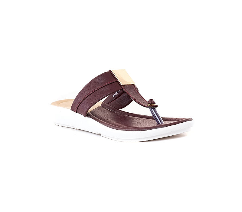 KHADIM Cleo Burgundy Flat Slip On Sandal for Women (5320825)