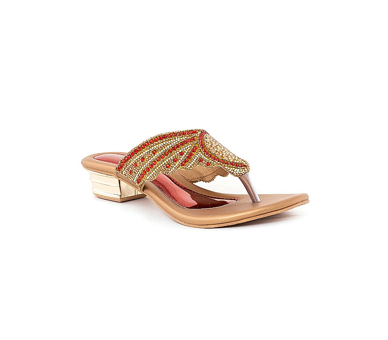 KHADIM Gold Block Heel Slip On Sandal for Women (5720384)